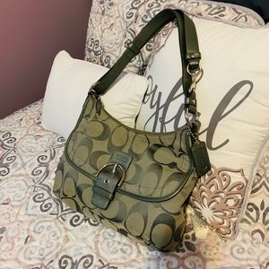Coach Medium Handbag - gray canvas.